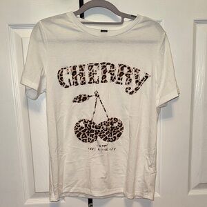 Leopard Print Cherry T-Shirt - White